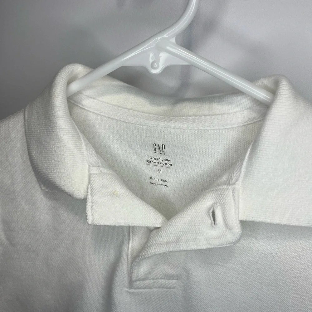 GAP Kids White Long Sleeve Polo Size Boys Medium 100% Cotton